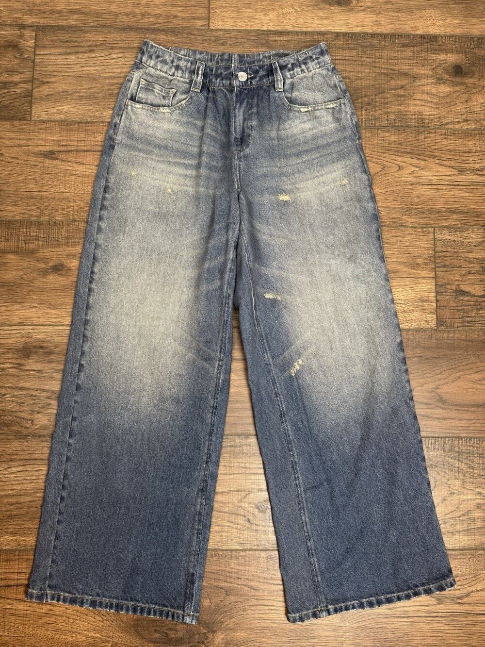 Halara Mid Rise Denim Print French Terry Casual Sweatpants Jeans with Pockets M